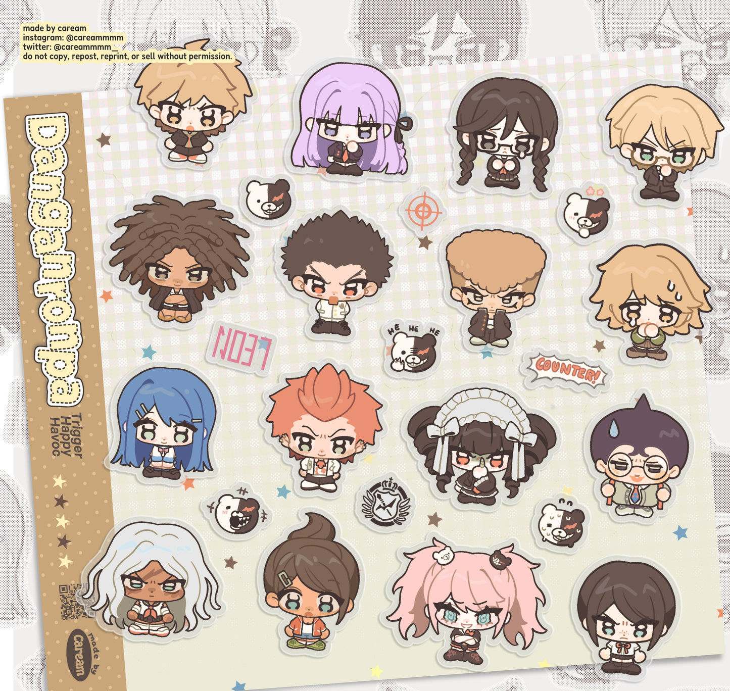 Danganronpa 1 - Trigger Happy Havoc Sticker Sheet