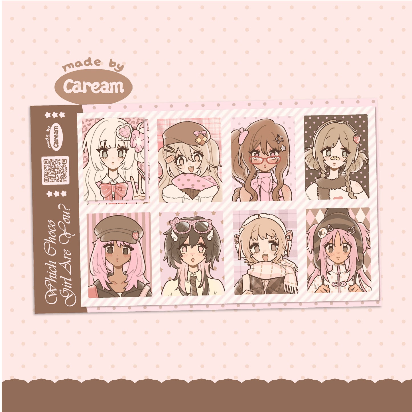Which Choco Girl Are You? ID Photo Sticker Sheet