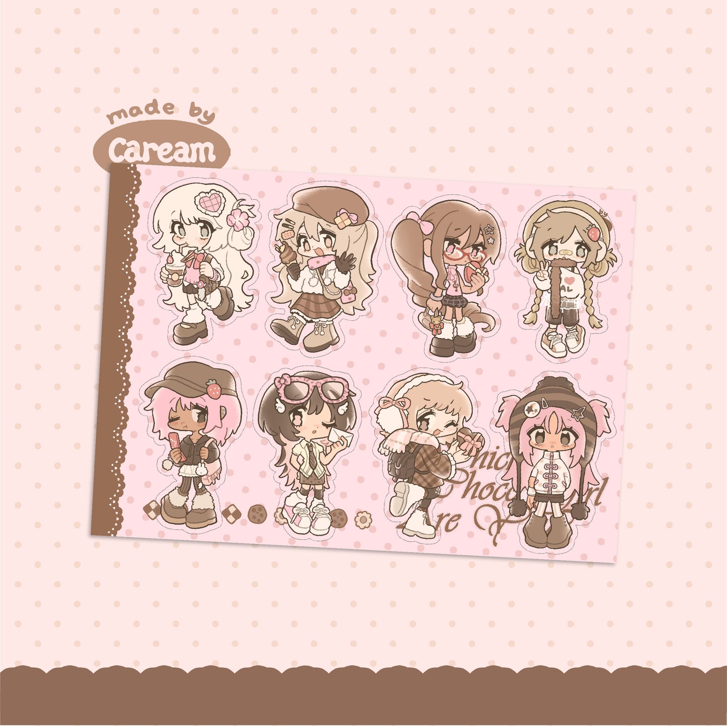 Which Choco Girl Are You? Chibi Sticker Sheet